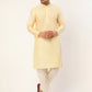 Men's Solid Kurta Pyjama With White Embroidered Nehru Jacket( JOKPWC G-D 4038White )