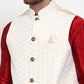 Jompers Men's Solid Dupion Kurta Pajama with Embroidered Nehru Jacket ( JOKPWC M-D 4012Beige )