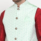 Jompers Men's Solid Dupion Kurta Pajama with Embroidered Nehru Jacket ( JOKPWC M-D 4012Light-Green )