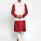 Jompers Men's Solid Dupion Kurta Pajama with Embroidered Nehru Jacket ( JOKPWC M-D 4012Pink )