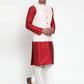 Jompers Men's Solid Dupion Kurta Pajama with Embroidered Nehru Jacket ( JOKPWC M-D 4012Pink )