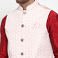 Jompers Men's Solid Dupion Kurta Pajama with Embroidered Nehru Jacket ( JOKPWC M-D 4012Pink )