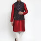 Jompers Men's Solid Dupion Kurta Pajama with Woven Nehru Jacket ( JOKPWC M-D 4013Navy )