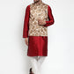 Jompers Men's Solid Dupion Kurta Pajama with Printed Nehru Jacket ( JOKPWC M-D 4014Brown )