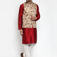 Jompers Men's Solid Dupion Kurta Pajama with Printed Nehru Jacket ( JOKPWC M-D 4014Brown )