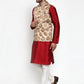 Jompers Men's Solid Dupion Kurta Pajama with Printed Nehru Jacket ( JOKPWC M-D 4014Brown )