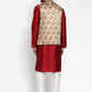 Jompers Men's Solid Dupion Kurta Pajama with Printed Nehru Jacket ( JOKPWC M-D 4014Brown )