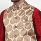 Jompers Men's Solid Dupion Kurta Pajama with Printed Nehru Jacket ( JOKPWC M-D 4014Brown )