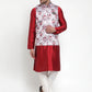 Jompers Men's Solid Dupion Kurta Pajama with Printed Nehru Jacket ( JOKPWC M-D 4014Silver )