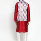 Jompers Men's Solid Dupion Kurta Pajama with Printed Nehru Jacket ( JOKPWC M-D 4014Silver )