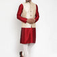 Jompers Men's Solid Dupion Kurta Pajama with Embroidered Nehru Jacket ( JOKPWC M-D 4015Cream )