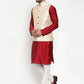 Jompers Men's Solid Dupion Kurta Pajama with Embroidered Nehru Jacket ( JOKPWC M-D 4015Cream )