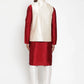 Jompers Men's Solid Dupion Kurta Pajama with Embroidered Nehru Jacket ( JOKPWC M-D 4015Cream )