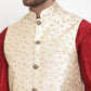Jompers Men's Solid Dupion Kurta Pajama with Embroidered Nehru Jacket ( JOKPWC M-D 4015Cream )
