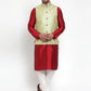 Jompers Men's Solid Dupion Kurta Pajama with Embroidered Nehru Jacket ( JOKPWC M-D 4015Green )