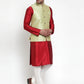 Jompers Men's Solid Dupion Kurta Pajama with Embroidered Nehru Jacket ( JOKPWC M-D 4015Green )