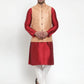 Jompers Men's Solid Dupion Kurta Pajama with Embroidered Nehru Jacket ( JOKPWC M-D 4015Peach )