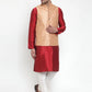 Jompers Men's Solid Dupion Kurta Pajama with Embroidered Nehru Jacket ( JOKPWC M-D 4015Peach )