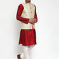 Jompers Men's Solid Dupion Kurta Pajama with Embroidered Nehru Jacket ( JOKPWC M-D 4016Cream )