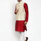 Jompers Men's Solid Dupion Kurta Pajama with Embroidered Nehru Jacket ( JOKPWC M-D 4016Cream )