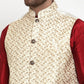 Jompers Men's Solid Dupion Kurta Pajama with Embroidered Nehru Jacket ( JOKPWC M-D 4016Cream )