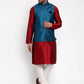 Jompers Men's Solid Dupion Kurta Pajama with Woven Nehru Jacket ( JOKPWC M-D 4017Blue )