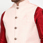 Jompers Men's Solid Dupion Kurta Pajama with Embroiderd Nehru Jacket ( JOKPWC M-D 4018Pink )