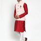 Jompers Men's Solid Dupion Kurta Pajama with Woven Nehru Jacket ( JOKPWC M-D 4019 Peach )