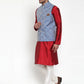 Jompers Men's Solid Dupion Kurta Pajama with Woven Jacqaurd Nehru Jacket ( JOKPWC M-D 4020Blue )