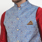 Jompers Men's Solid Dupion Kurta Pajama with Woven Jacqaurd Nehru Jacket ( JOKPWC M-D 4020Blue )