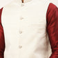 Men's Solid Kurta Pyjama With White Embroidered Nehru Jacket( JOKPWC M-D 4036White )