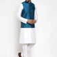Jompers Men's Solid Dupion Kurta Pajama with Woven Nehru Jacket ( JOKPWC OW-D 4017Blue )