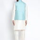 Jompers Men's Solid White Dupion Kurta Payjama with Embroidered Waistcoat ( JOKPWC OW-D 4023 Sky )