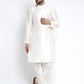 Jompers Men's Solid White Dupion Kurta Payjama with Embroidered Waistcoat ( JOKPWC OW-D 4023 Sky )