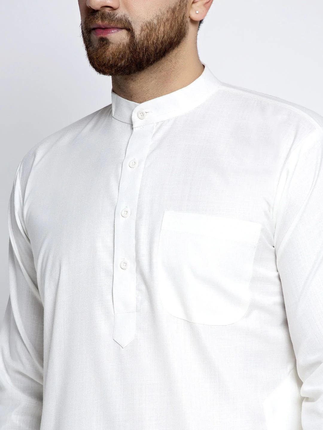 Jompers Men's Solid White Cotton Kurta Payjama with Solid Charcoal Waistcoat ( JOKPWC OW-F 4021 Charcoal )