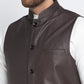 Jompers Men's Solid White Cotton Kurta Payjama with Solid Coffee Waistcoat ( JOKPWC OW-F 4021 Coffee )