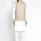 Jompers Men's Solid White Cotton Kurta Payjama with Geometric Waistcoat ( JOKPWC OW-F 4022 Beige )