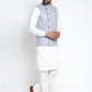 Jompers Men's Solid White Cotton Kurta Payjama with Geometric Waistcoat ( JOKPWC OW-F 4022 Blue )