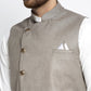 Jompers Men's Solid White Cotton Kurta Payjama with Geometric Waistcoat ( JOKPWC OW-F 4022 Grey )