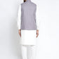 Jompers Men's Solid White Cotton Kurta Payjama with Geometric Waistcoat ( JOKPWC OW-F 4022 Purple )