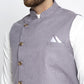 Jompers Men's Solid White Cotton Kurta Payjama with Geometric Waistcoat ( JOKPWC OW-F 4022 Purple )