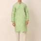 Men's Woven Design Nehru Jacket and Kurta Pyjama Set ( JOKPWC P-D 4045Pista )
