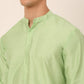 Men's Woven Design Nehru Jacket and Kurta Pyjama Set ( JOKPWC P-D 4045Pista )