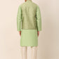 Men's Woven Design Nehru Jacket and Kurta Pyjama Set ( JOKPWC P-D 4045Pista )