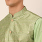 Men's Woven Design Nehru Jacket and Kurta Pyjama Set ( JOKPWC P-D 4045Pista )