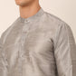 Men's Woven Design Nehru Jacket and Kurta Pyjama Set ( JOKPWC S-D 4045Beige )
