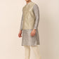 Men's Woven Design Nehru Jacket and Kurta Pyjama Set ( JOKPWC S-D 4045Beige )