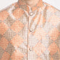 Jompers Men's Off-white Dupion Silk Kurta with Churidar & Nehru Jacket ( JOKPWC W-D 4025Peach-Purple )