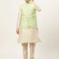 Jompers Men's Embroidered Nehru Jacket & Kurta Pyjama ( JOKPWC W-D 4029Green )