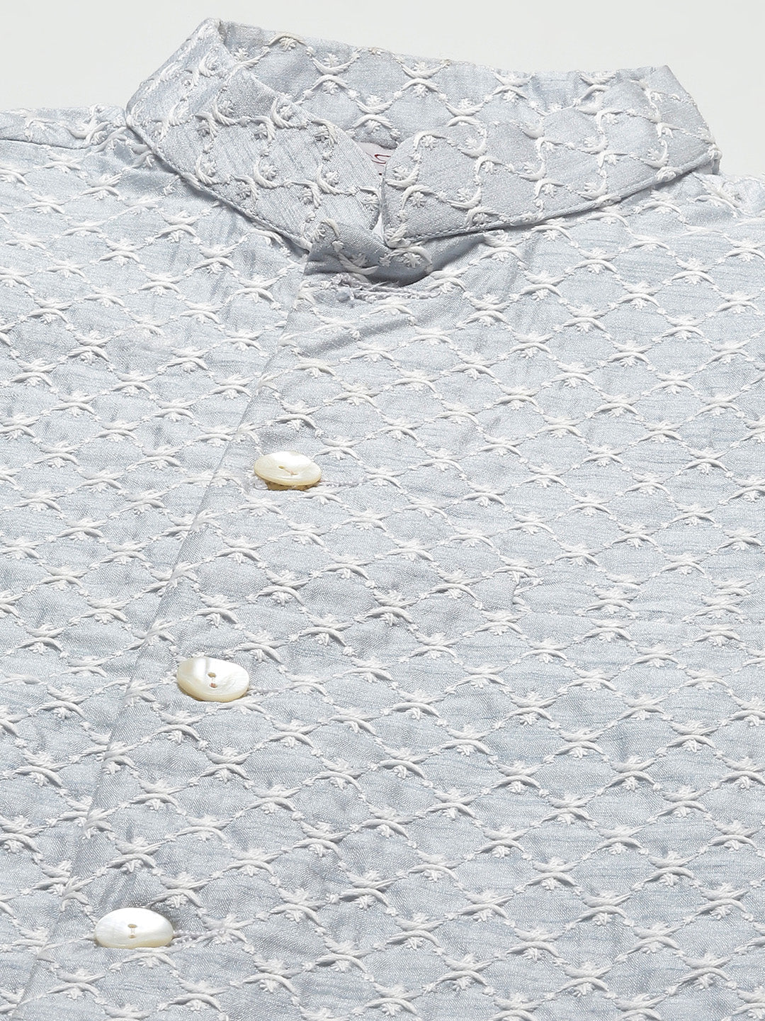 Jompers Men's Embroidered Nehru Jacket & Kurta Pyjama ( JOKPWC W-D 4029Grey )